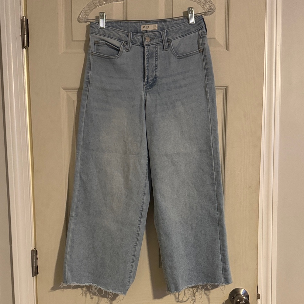 Oat New York Light Blue Cropped Wide-Leg Jeans